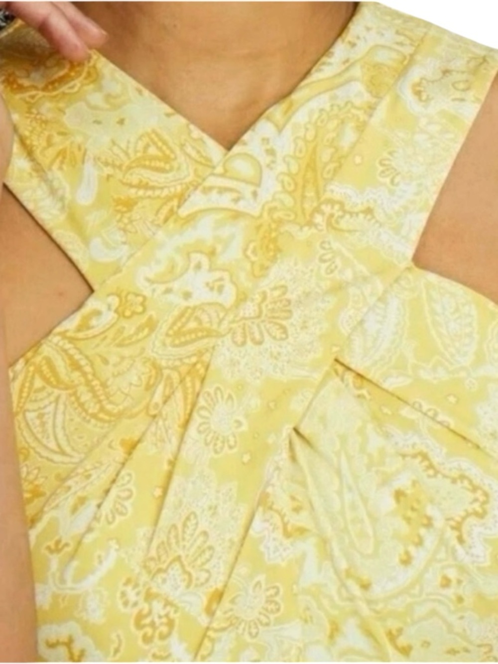 🎉HP🎉 MICHAEL MICHAEL KORS Sleeveless Mini Dress XL – Yellow Floral Paisley, NWT - Picture 6 of 14